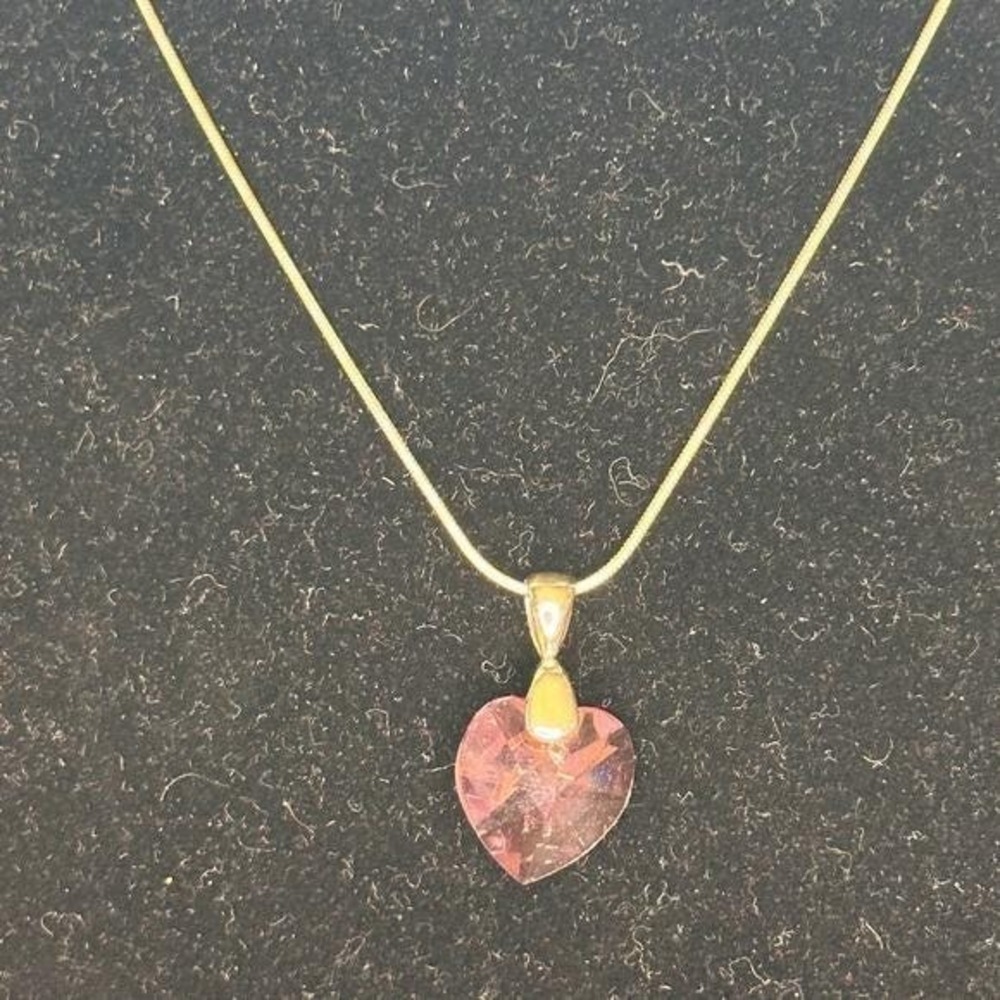 Austrian Crystal Light Rose Pink Heart Pendant Sterling Silver 18" Necklace
